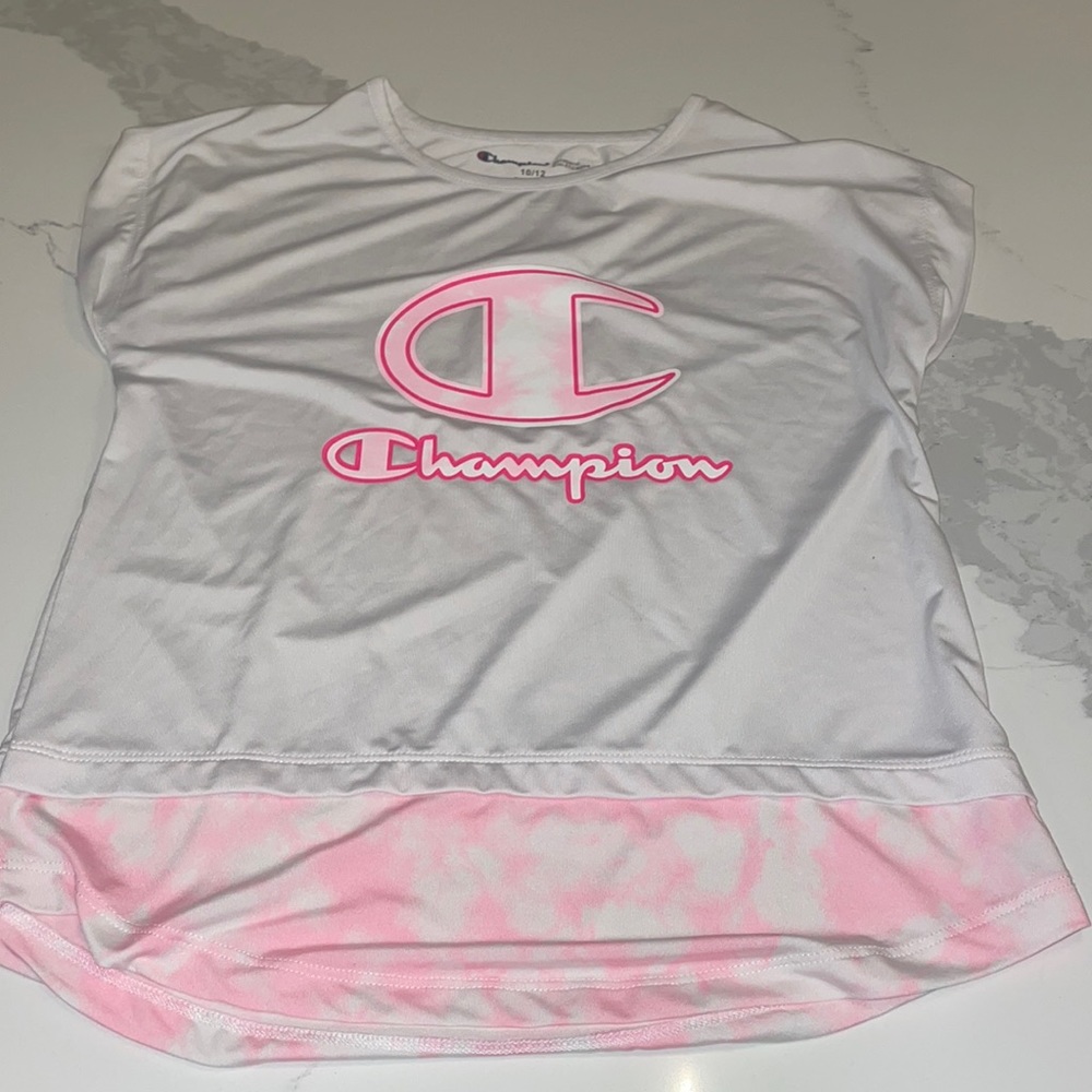 Pink tie die Champion Shirt! Fits 10-12!